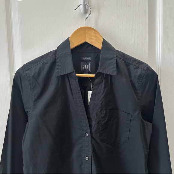 GAP Women’s Perfect Shirt Long Sleeve Cotton Button Down True Black Size XS NWT - Picture 5 of 13